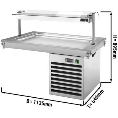 GGM Gastro Einbau Kühlplatte - 1000mm - +2 bis +8 °C - 3x GN 1/1 - 350 Watt - mit Glas-Hustenschutz Zilver
