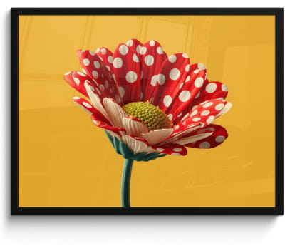 Poster in lijst - Fotolijst 80x60 cm - Posters - Bloem - Rood - Stippen - Posterlijst zwart - Decoratie - Wanddecoratie woonkamer - Muurdecoratie slaapkamer