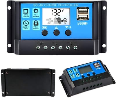 30A Solar Laadregelaar 12V/24V PWM Automatische Instelbaar LCD-Scherm met Dubbele USB