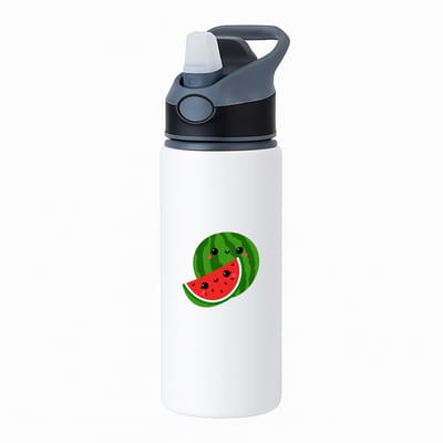 Hacebo® - Watermeloen waterfles met rietje zwart - Fruitschaal - Fruit liefhebbers - Zomerfruit - gezond eten - vrucht - water fles - 650ML
