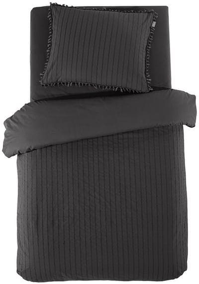 LINNICK Dekbedovertrek Katoen Renforcé Estina - Anthracite - Dekbedovertrek 140x200/220cm - 100% Katoen - Eenpersoons - Dekbedovertrekken - Effen Dekbedovertrek