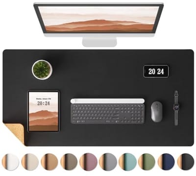 Dubbelzijdige kurk bureau onderlegger met PU leer - Waterdichte muismat en bureau beschermer 90x40cm