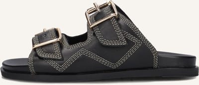 LINA LOCCHI Led 2 Band Slipper Met Stiksels Slippers - Dames - Zwart - Maat 38
