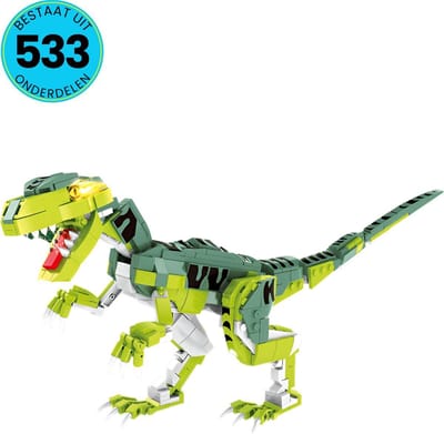 WOMA® Dino Speelgoed Set Geschikt Voor LEGO - 533 Bouwstenen - Vanaf 6 Jaar - Dinosaurus speelgoed - Velociraptor - Bouwset - STEM Speelgoed - Bouwsets - Bouwspeelgoed - Inclusief Handleiding