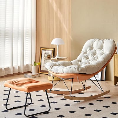 Gestoffeerde Schommelstoel - Glider Stoel Zweefvliegtuig - Ontspannen Zitten - Ergonomisch Ontwerp - 30 x 20 x 10 mm - Oranje