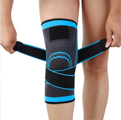 Kniebrace Voor Dames en Heren, Ademende Compressiekniesteun, Verstelbaar, Voor Artritis, Gewrichtspijn, Ligamentletsel, Meniscusscheur, Acl, Mcl, Hardlopen, Basketbal, Volleybal, Sport(Blauw, L)