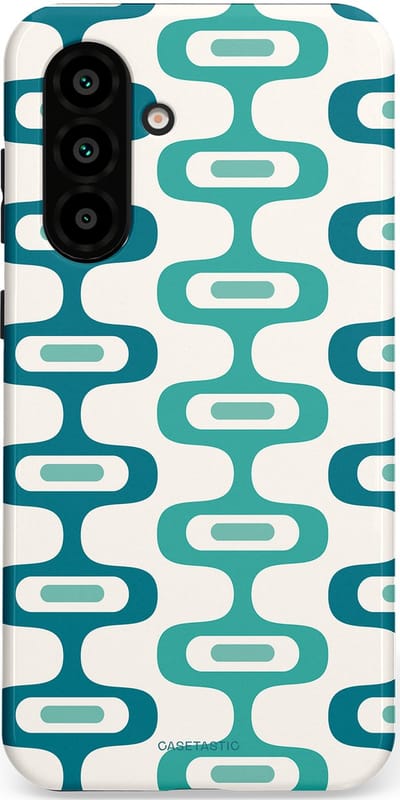 Casetastic hoesje geschikt voor Samsung Galaxy A36 / Samsung Galaxy A56 - Dubbellaagse bescherming - Vormen vibe - Fashion Case - Wit Petrol Lichtgrijs Mintgroen