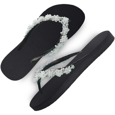 Uzurii Precious Bloom White Dames Slippers Black Maat 37/38