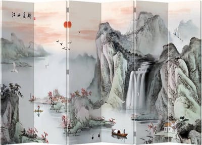 Fine Asianliving Chinees Kamerscherm Oosters Scheidingswand B240xH180cm 6 Panelen Bergenlandschap