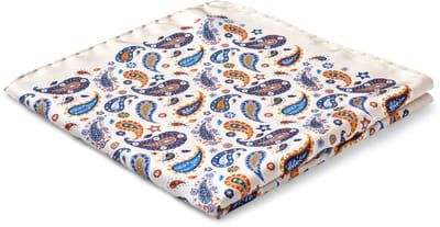 Virtuo | Ivoorkleurige zijden pochet met paisleymotief