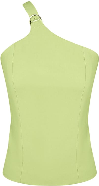 Gimme - One-Shoulder Cargo Top – Asymmetrische Zomerse Top – Stoere en Elegante Top met Zakdetail - Groen - Maat S