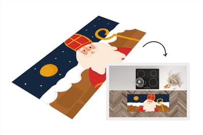 Keukenloper - Loper keuken - Sinterklaas - Decoratie - Sint - 120x50 cm - Keukenloper vinyl