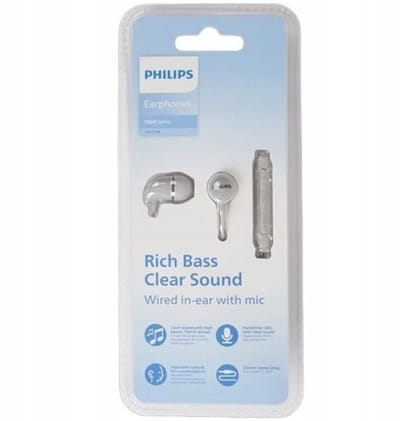 Philips Oordopjes - Rijke Bas Helder Geluid Bedraad In-ear Met Microfoon - Lichtgrijs