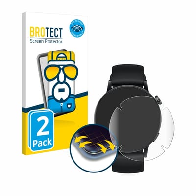 BROTECT - Screenprotector voor Huawei Watch GT 3 (42 mm) - Folie Beschermfolie transparant volledig dekking - 2 Stuks