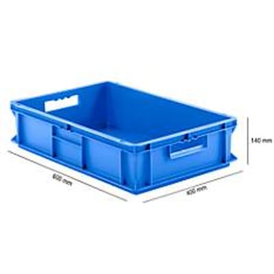 Stapelbak Eurobox serie EF 6140 - PP - L 600 x B 400 x H 140 mm - 26,8 l - gesloten wanden -open handgrepen -  blauw