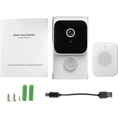 Video Deurbel Draadloze Slimme Deurbel Camera Met Chime Tuya App 2.4G Wifi 720P Externe Visuele Oproep 9.1x5.3x2.6cm wit