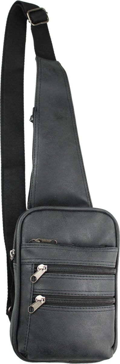 Crossbody Tas Heren Kunstleer - Zwart - Slingbag Heren - Crossbody Rugzak - Schoudertas Heren Crossbody