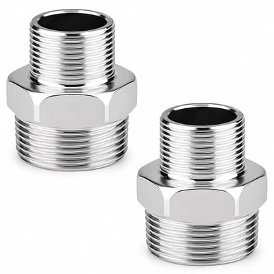 Dailygoods - 2 stuks roestvrijstalen dubbele nippel 3/4 inch AG x 1/2 inch AG, verloopstuk 3/4 naar 1/2 buitendraad, adapter 3/4 naar 1/2 inch, geschikt voor industrie, buizen, water enz