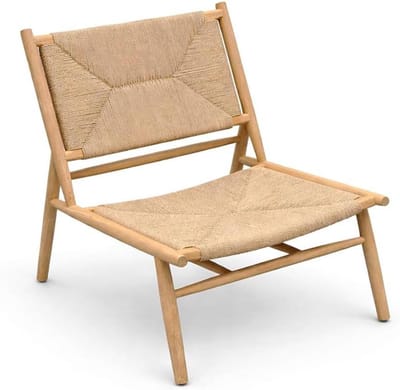 Tuinstoel Teakhout - Outdoor stoel - Buiten Zitten - Gevlochten Touw Zitting - 85 x 55 x 56 cm - Beige