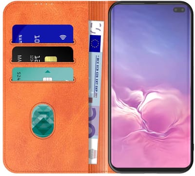 Geschikt voor Samsung Galaxy S10 Plus Telefoonhoesje Bruin Kunstleer Met Magnetische Sluiting - Portemonnee BookCase Met Pasjeshouder - ProtX