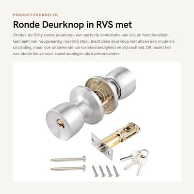 Dailygoods- Deurslot met Sleutel - Deurknop - Handgreep - Privacy - Roestvrij Staal - Hoogwaardige Kwaliteit - Deurgreep