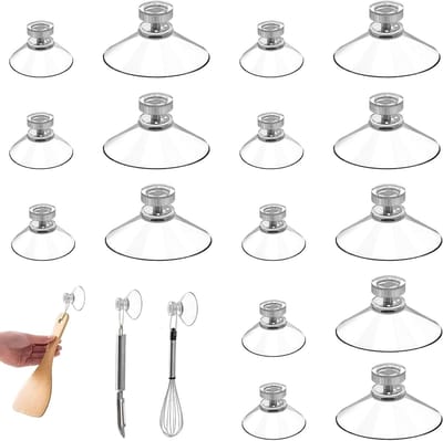 Allecto Plus - 16 stuks Schroef Suction Cups voor Glas met Transparante Moer - Ø53 mm Sterke Zuignappen voor Ramen
