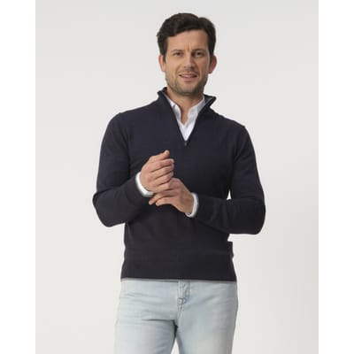 Campbell Trui Pullover Half Zip Sydney 103449 3928 Night Sky Melange Mannen Maat - XXL