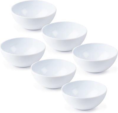 Plasticforte kommetjes/schaaltjes - 6x - dessert/ontbijt - kunststof - D12 x H5 cm - ivoor wit - BPA vrij