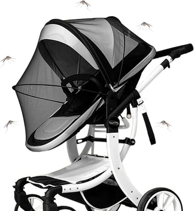 Insectenbescherming voor Kinderwagens, Mosquito Net met Rits, Bescherming Tegen Muggen en Wespen, Ademend en Wasbaar Gaas, Geschikt voor Buitengebruik