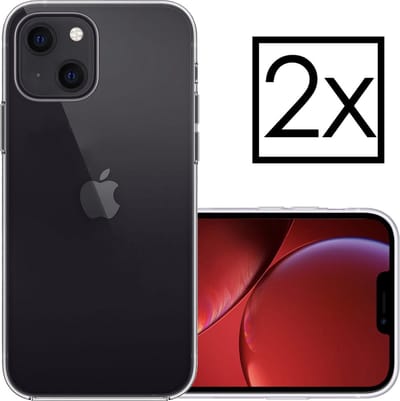 Hoesje - 2 Stuks - Geschikt voor Apple iPhone 13 Mini - Sterk & Shockproof - Case Siliconen - Back Cover - Telefoon Hoes - Transparant