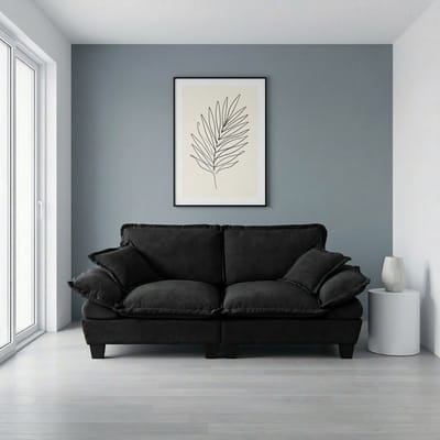 MIVRAY Loveseat 194 x 82 x 90 cm - Comfortgerichte 2-Zits Bank Voor Appartement En Woonkamer - Chenille - Zwart