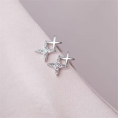 Boucles d'oreilles à clous avec breloque étoile en zircon pour femmes, accessoires B032 gray