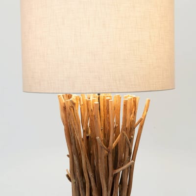 Holländer Vloerlamp Palmaria, houtkleurig/beige, hoogte 177 cm, hout
