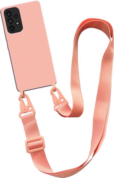 Smartphonica Hoesje met breed koord voor Samsung Galaxy A53 5G siliconen back cover met zachte binnenkant - Zalm geschikt voor Samsung Galaxy A53 5G