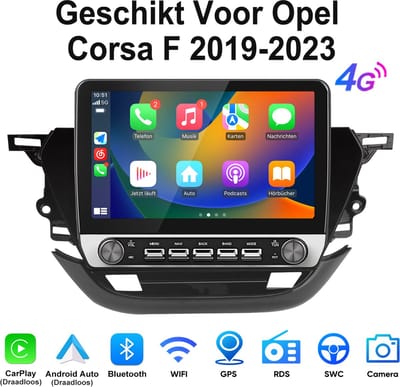 Junsun Android 15 Autoradio Geschikt Voor Opel Corsa F 2019-2023 , 6GB+128GB, Draadloze CarPlay & Andriod Auto, DAB+, GPS-navigatiesysteem, Bluetooth, Stuurwielbediening, WiFi, RDS, USB, 10.1-inch HD Touchscreen, DSP, 4G, Octa-core processor