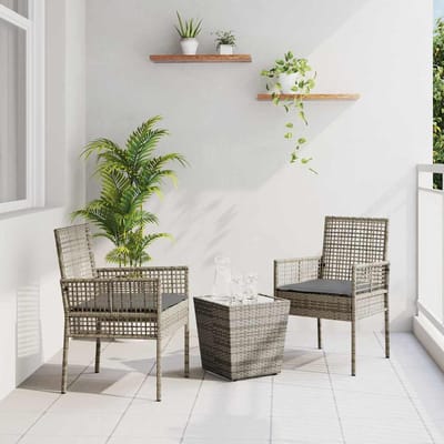 vidaXL - Tuin - Bistro - Set - 3 - st - Grijs - poly - rattan