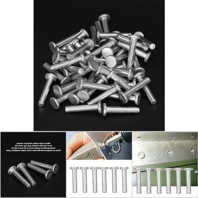 100 Stuks M4 Platkop Aluminium Solid Rivets Bevestigingsmiddelen - Duurzaam, Lichtgewicht en Corrosiebestendig