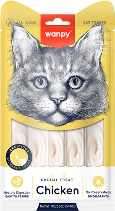Wanpy creamy lickable treats chicken 3x 14 gr 5 st