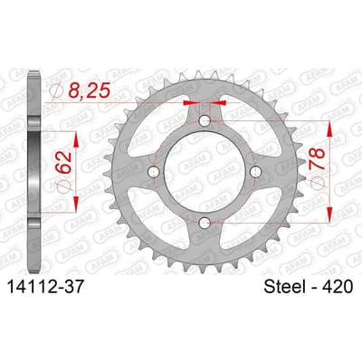 Stalen tandwiel Afam 420 37 dents