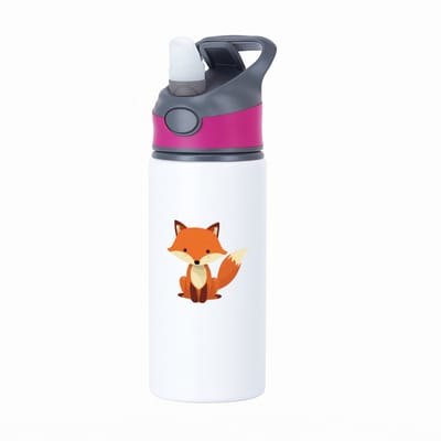 Hacebo® - Vossen waterfles met rietje roze - Katten - Dieren liefhebbers - Dierentuin - katachtigen - water fles - 650ML