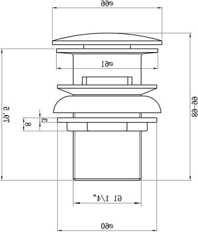Wastafel Plug - Afvoerstop Badkamer - Water Weglaten - Drukknop Klik Klik Mechanisme - Standaard 1 1/4 Inch - Geborsteld Messing