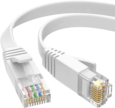Rainbecom - Internetkabel 1 meter - CAT6 Flat - Patchkabel – Platte UTP CCA - Kabel - Ethernet Kabel - RJ45 - LAN Cable – Netwerkkabel – Wit - 28AMG