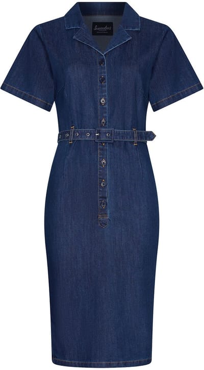 Succubus Clothing Ruby Denim Pencil Jurk Navy