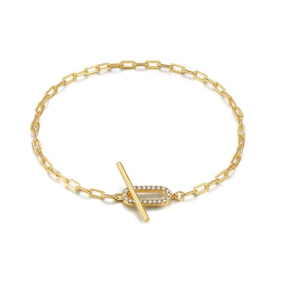 Twice As Nice Armband in zilver, schakels met zirkonia Goudkleurig 19cm