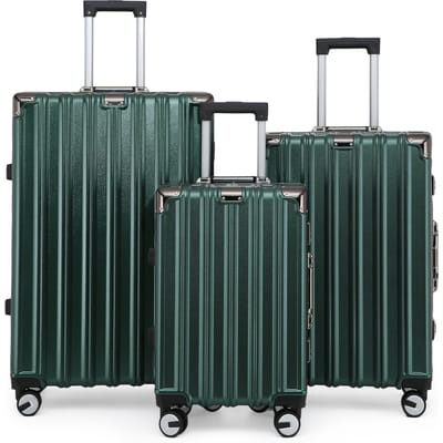 Hardshell Groene Kofferset Robuuste 8 Wiel Bagage Cabine Koffer Tas