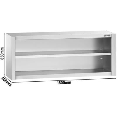 GGM Gastro Edelstahl Wandhängeschrank PREMIUM - 1800x400mm - ohne Schiebetür - 650mm hoch Zilver