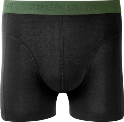 FreeFeel | Zwarte bamboe boxershort met olijfgroene tailleband