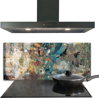 Tulup Achterwand Keuken - Olieverftextuur Moderne Keuken Achterwand - 125 x 50 cm - Groente Glas Achterwand Keuken - Texturen en Patronen Spatplaat Keuken Glas - Kookplaatachterwanden - Kookplaat achterwand
