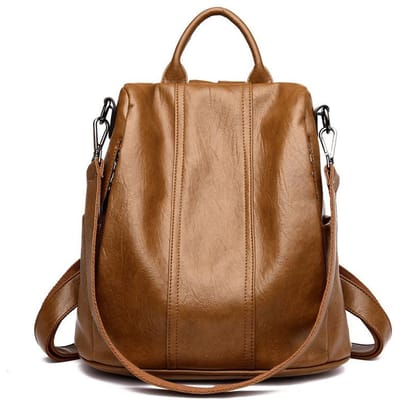 Sac à dos antivol zippé caché dans le dos Version coréenne du nouveau sac à dos pour femme simple et polyvalent en cuir souple beige
