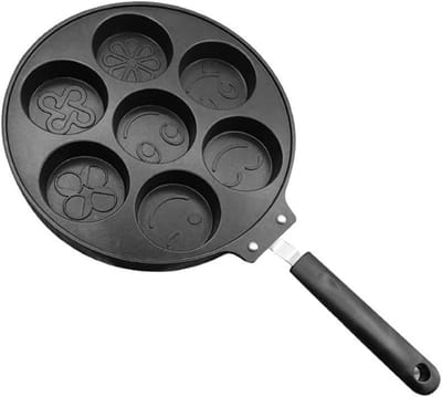 Pannenkoekenpan - Mini Crepes - Ontbijt Maken - Vier Vrolijke Vormen - 26 Cm Diameter - Zwart
